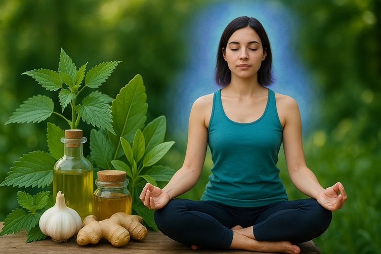beli luk menta djumbir devojka meditira